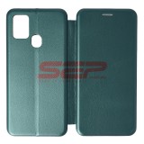 Husa Flip Cover Samsung Galaxy A21s, Protectie 360, Piele Ecologica, Round, Verde