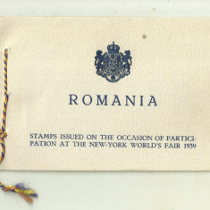 Carnet timbre Romania la Expozitia Internationala din New York - 1939