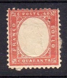 Italy 1862 Definitives King Viktor Emanuel II Mi.11 40C carmine MH AM.450 foto