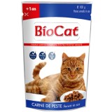 HRANA UMEDA PENTRU PISICI BIOCAT PLIC PESTE IN SOS 100gr