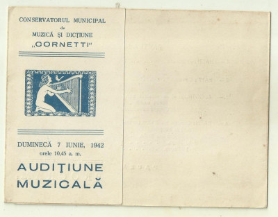 Program Conservatorul Cornetti 1942 : cu reproducerea dedicatiei lui G.Enescu foto