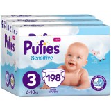 Scutece Pufies Sensitive, 3 Midi, Monthly Pack, 6-10 kg, 198 buc