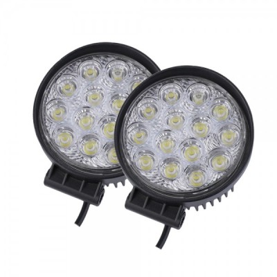 Set 2 x Proiectoare LED rotunde, 84W, 14LED, 10/30V, IP67 foto