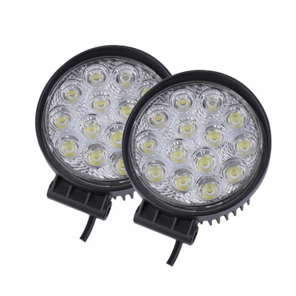 Set 2 x Proiectoare 14LED rotunde, 84W, 10/30V, IP67, 6500K