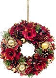 Coronita de Craciun suspendata rosie MagicHome, 30x30x8 cm