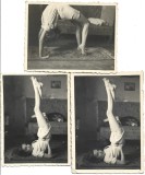 M1295N T&acirc;nără face exerciții fizice, Rom&acirc;nia, perioada interbelică, lot de 3 fotografii