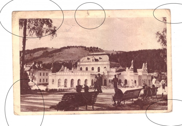 CP Vatra Dornei - Vedere, RPR, circulata 1958, animata, colturi stricate