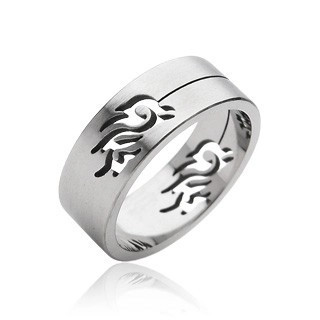 Inel din oțel inoxidabil cu simbol Tribal - Marime inel: 65