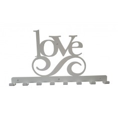 Cuier metalic Love sign 8 agatatoare Alb