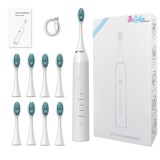 Periuta de Dinti Electrica SofiaCONCEPT&reg;, 8 Capete Incluse, IPX7, 1200Mah, 43000 Miscari/Min, White
