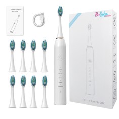 Periuta de Dinti Electrica SofiaCONCEPT&reg;, 8 Capete Incluse, IPX7, 1200Mah, 43000 Miscari/Min, White