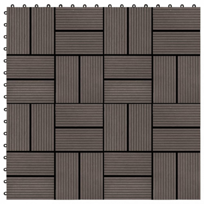 vidaXL Plăci de pardoseală 11 buc, maro &icirc;nchis, 30 x 30 cm, WPC, 1 mp