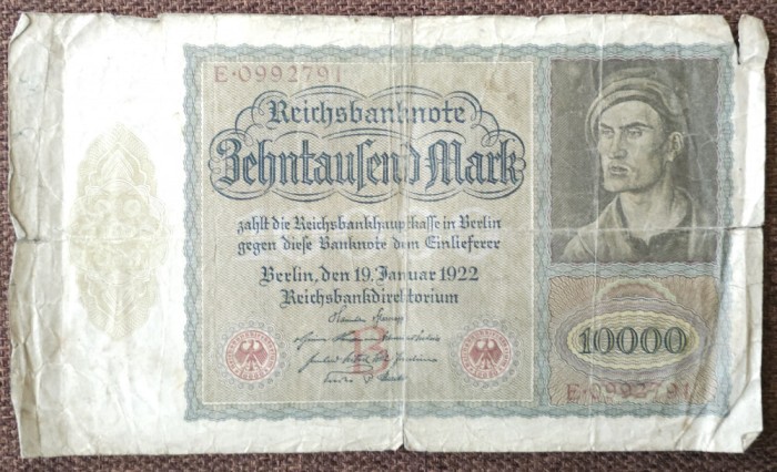 10000 mark 1922, Germania, format mare