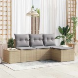 VidaXL Set de canapele pentru grădină 4 pcs Bej Rattan poli