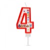 Lumanare pentru tort cifra 4, decor aniversar Happy Birthday