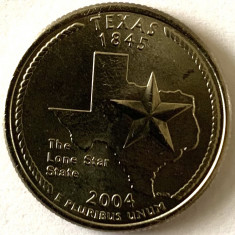 AMERICA QUARTER 1/4 DOLLAR 2004 LITERA D.(„Statul Steaua Solitara”- TEXAS),BU