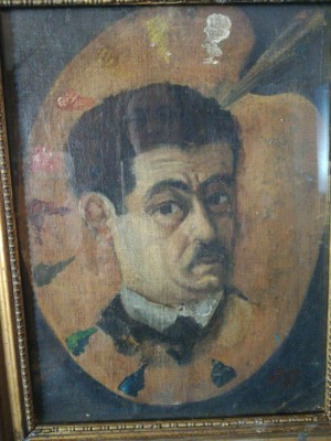 Portret de barbat, tablou vechi, ulei pe panza, 25x33 semnat M. Popp, 1871 foto