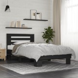 VidaXL Cadru de pat, negru, 75x190 cm, lemn prelucrat și metal