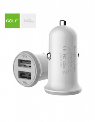 Alimentator Incarcator auto 3.4A 12-24V la 2x USB 2x 2.4A maxim 3.4A alb GF-C6 blister Golf foto