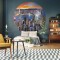 WallArt Tapet &icirc;n formă de cerc Skyline by Night, 190 cm 440351