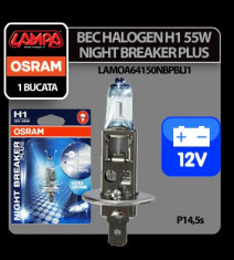 Bec Osram H1 55W P14,5s 12V Night Breaker Plus 1buc - BHO785 foto