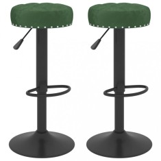 vidaXL Scaune de bar, 2 buc., verde &icirc;nchis, catifea