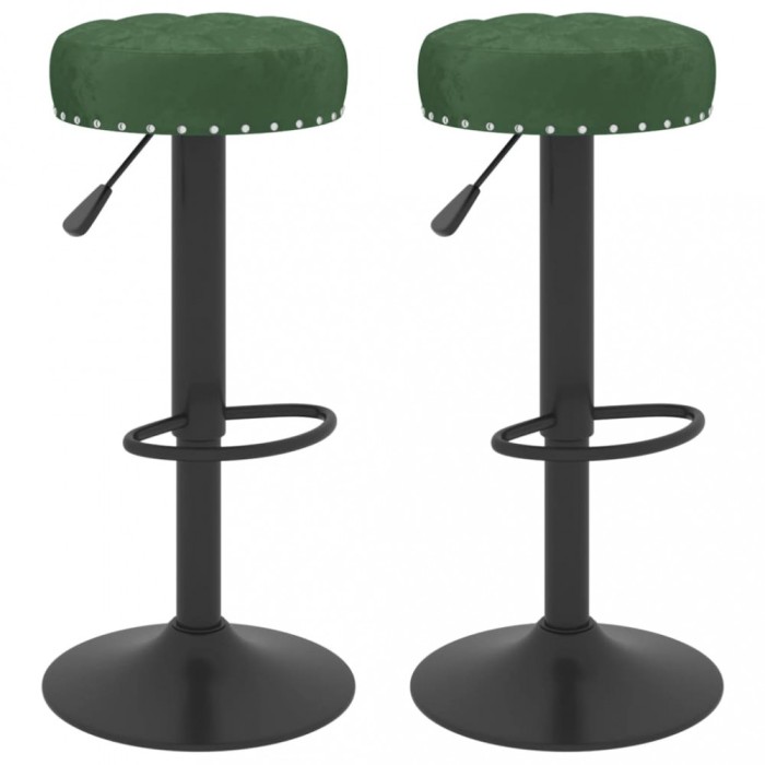 vidaXL Scaune de bar, 2 buc., verde &icirc;nchis, catifea 332998