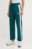 Puma pantaloni de trening Iconic T7 Straight Leg Track Pants culoarea verde, modelator, 627996