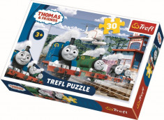 Puzzle clasic copii - Locomotiva Thomas Cursa pe sine 30 piese foto