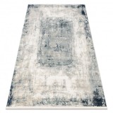 DISTIN 0845A covor modern alb / bleumarin / albastru - Abstracția, cadru, vintage, franjuri, 160x230 cm