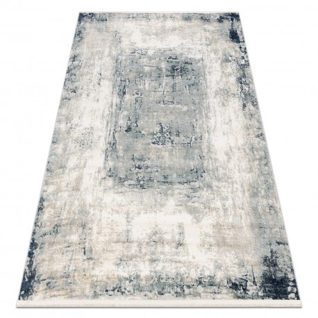 DISTIN 0845A covor modern alb / bleumarin / albastru - Abstracția, cadru, vintage, franjuri, 200x290 cm