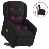 VidaXL Fotoliu rabatabil de masaj, cu ridicare, negru, material textil
