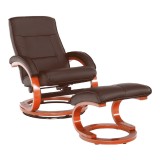 Cumpara ieftin Set fotoliu reglabil cu suport picioare tapiterie piele ecologica maro Ryan 67x75x98 cm