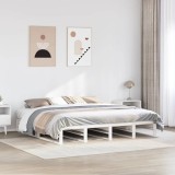 Cumpara ieftin Cadru de pat fără saltea, alb, 200x200 cm, lemn masiv pin