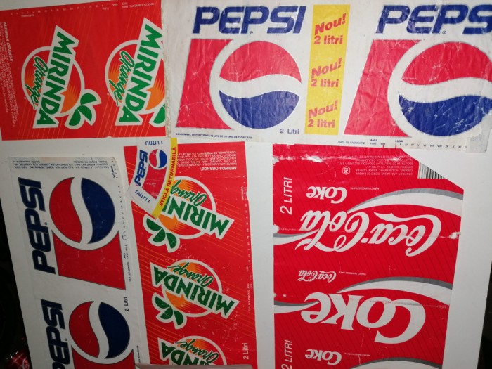 LOT 5 ETICHETE / AMBALAJE VECHI COLA PEPSI