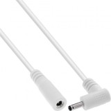 Cablu prelungitor alimentare DC 3.5x1.35mm M-T drept/unghi 1m Alb, InLine IL26901Q