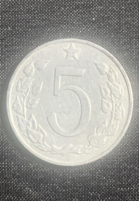 Moneda Cehoslovacia 5 haleri 1966 foto