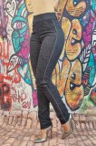 Pantaloni Eleganti Dama Florali Elastici Bleumarin cu Strasuri Lazerato Turcia S M L XL