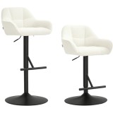 HOMCOM Lot de 2 taburete de bar, scaune de bar, &icirc;nălțime reglabilă, material textil efect in și bază din oțel, 52,5 x 53 x 86,5-108 cm, crem | Aosom R