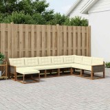 vidaXL Set de canapele de exterior cu pernă 8 pcs Natural și Crem 3381610