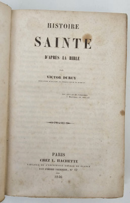 Carte veche 1846 Victor Duruy Histoire sainte d&amp;#039;apres la bible foto