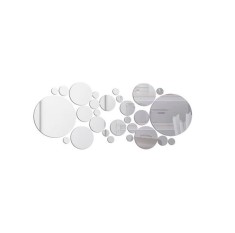Set 30 Oglinzi decorative din Sticla Acrilica, pentru design interior, model rotund, Silver