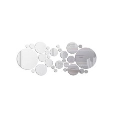 Set 30 Oglinzi decorative din Sticla Acrilica, pentru design interior, model rotund, Silver