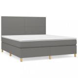 Cumpara ieftin Pat continental cu saltea, gri inchis, 160x200 cm, tesatura