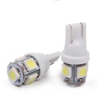 Set 2 Leduri auto T10 cu 5 leduri smd 5050, 12 v, Universal