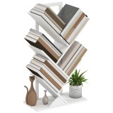 HOMCOM Bibliotecă &icirc;n Formă de Copac cu 5 Rafturi și Sistem Antivărsare pentru Sufragerie Dormitor 50x24x82 cm Alb | Aosom Romania
