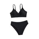 Costum de baie din 2 piese pentru fete, negru, marime 150 - OUTLET