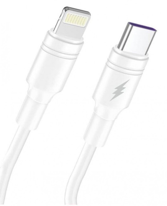 Maxcell (SJX-211) Cablu Date si Incarcare, USB-C la Lightning, 5A, 1m, Alb