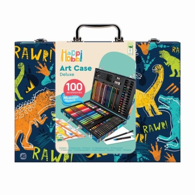 HAPPI HOBBI ART CASE SET DE DESEN DELUXE CU 100 DE ACCESORII DINOZAUR foto