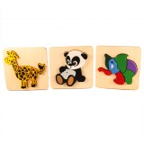 Set 3 ​Puzzle din lemn, animalute, 7Toys, Brand